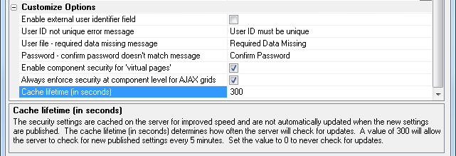 Security Cache Lifetime